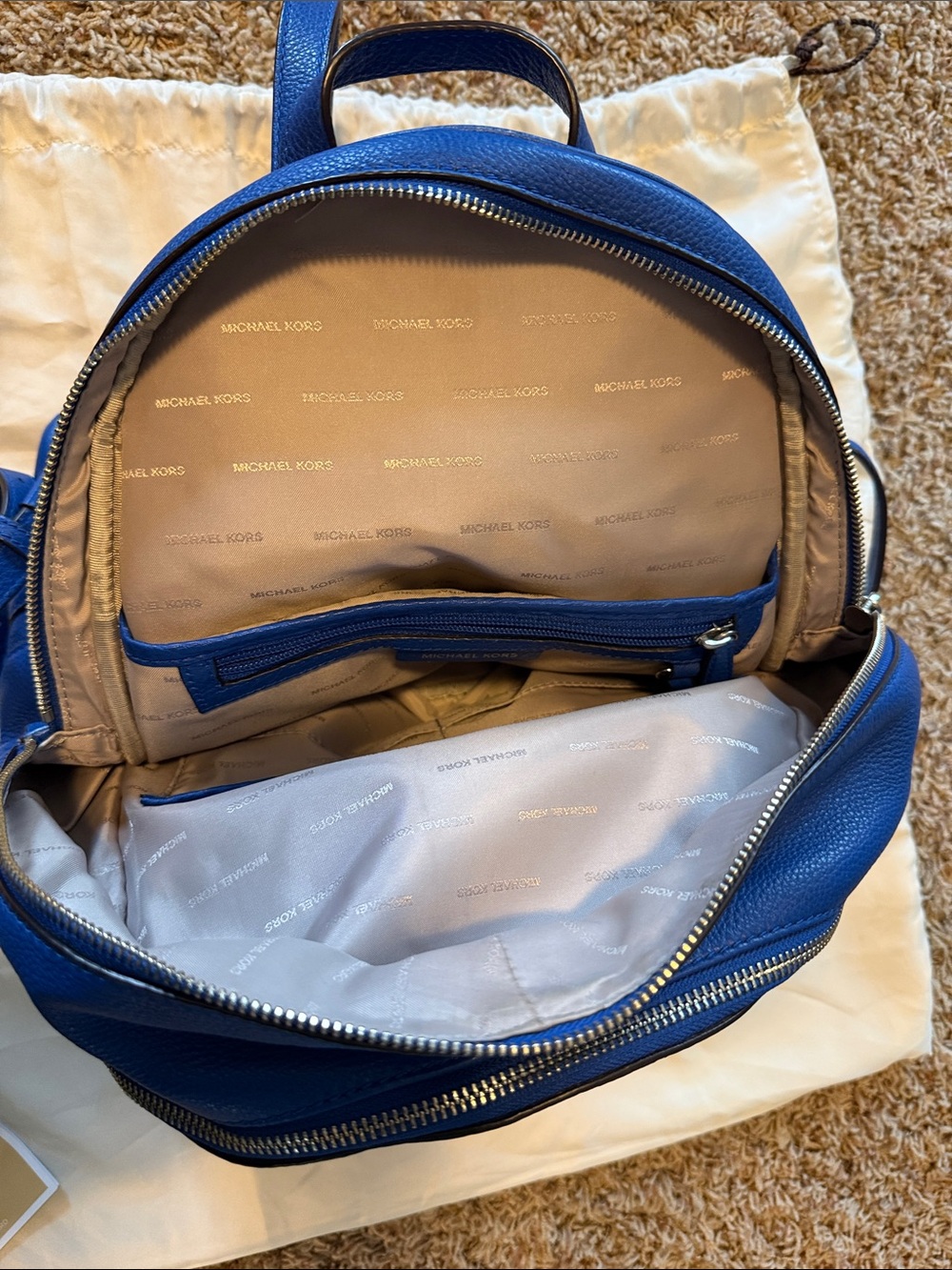 Michael Kors Royal Blue Leather Backpack - Picture 8 of 9